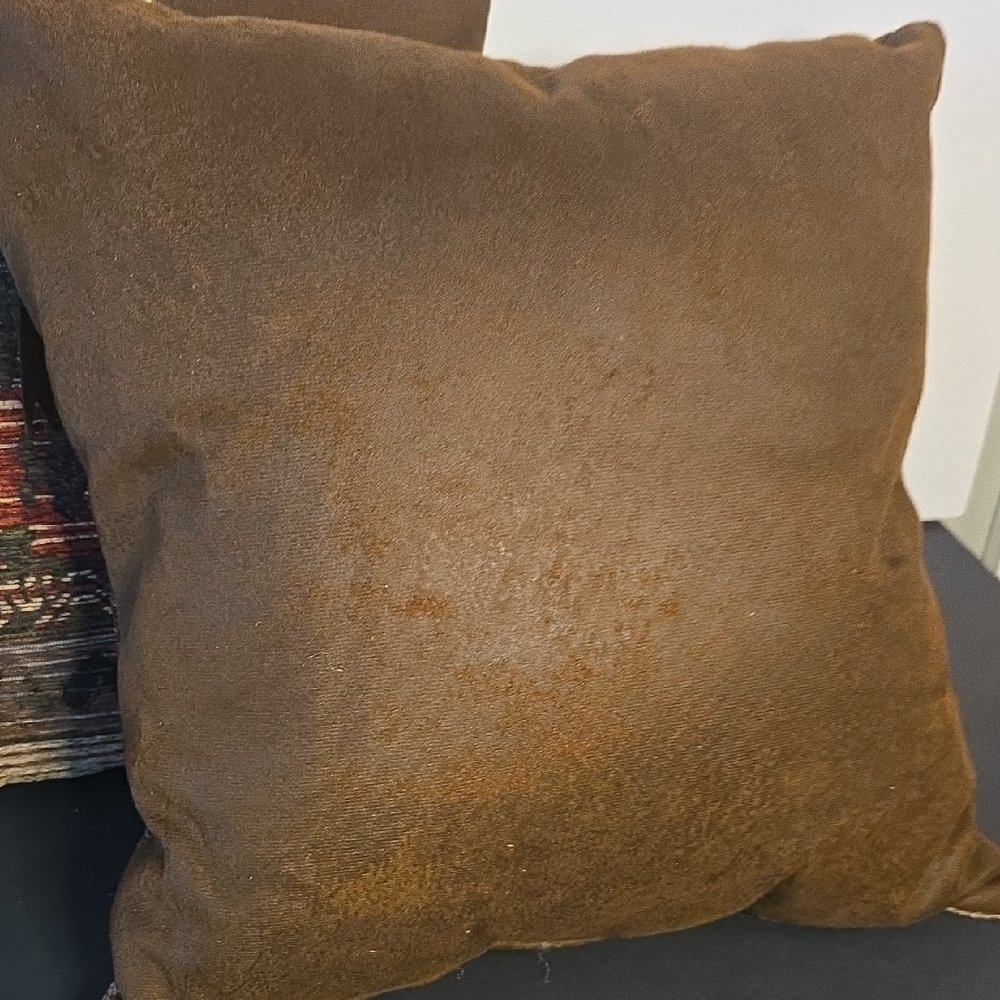 HiEnd Accents Sierra Concho Brown Faux Leather Square Western Throw Pillows - Picture 5 of 13